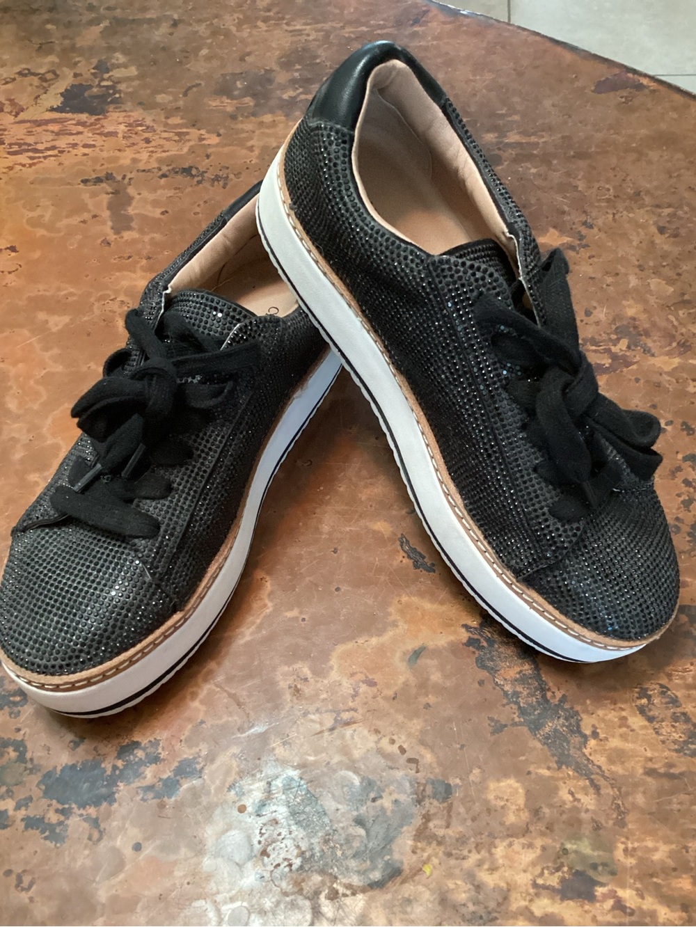 Chelsea & Violet Black Rhinestone Platform Sneaker